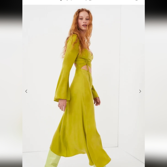 NWT $288 For Love and Lemons Allie Green Midi Dress Size Small - Picture 3 of 12